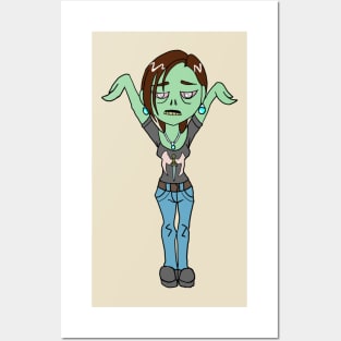 Zombie Girl Artist Painter with a Palette CHIBI SD MONSTER GIRLS Series I Posters and Art